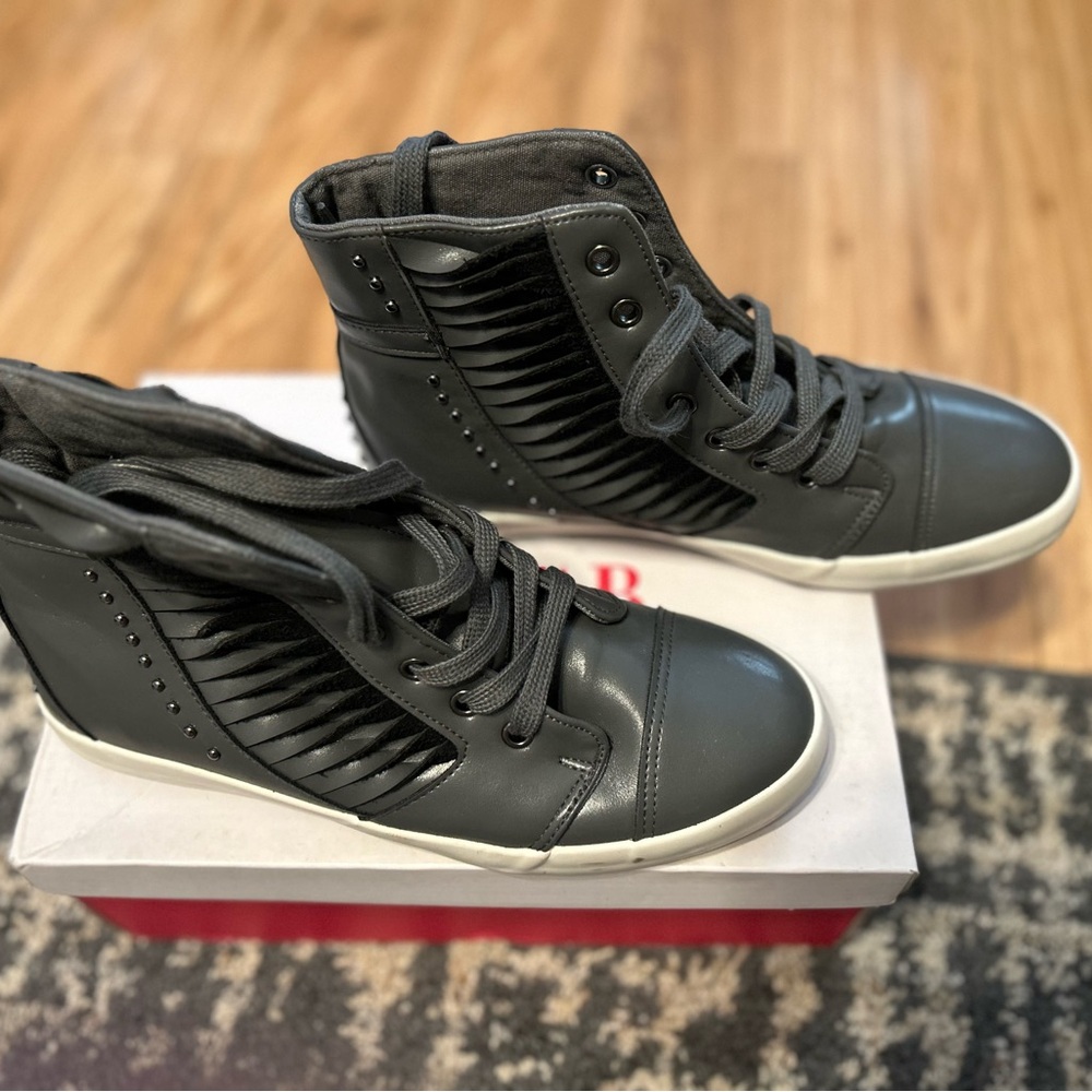 JustFab Black and Gray High-Top Sneakers